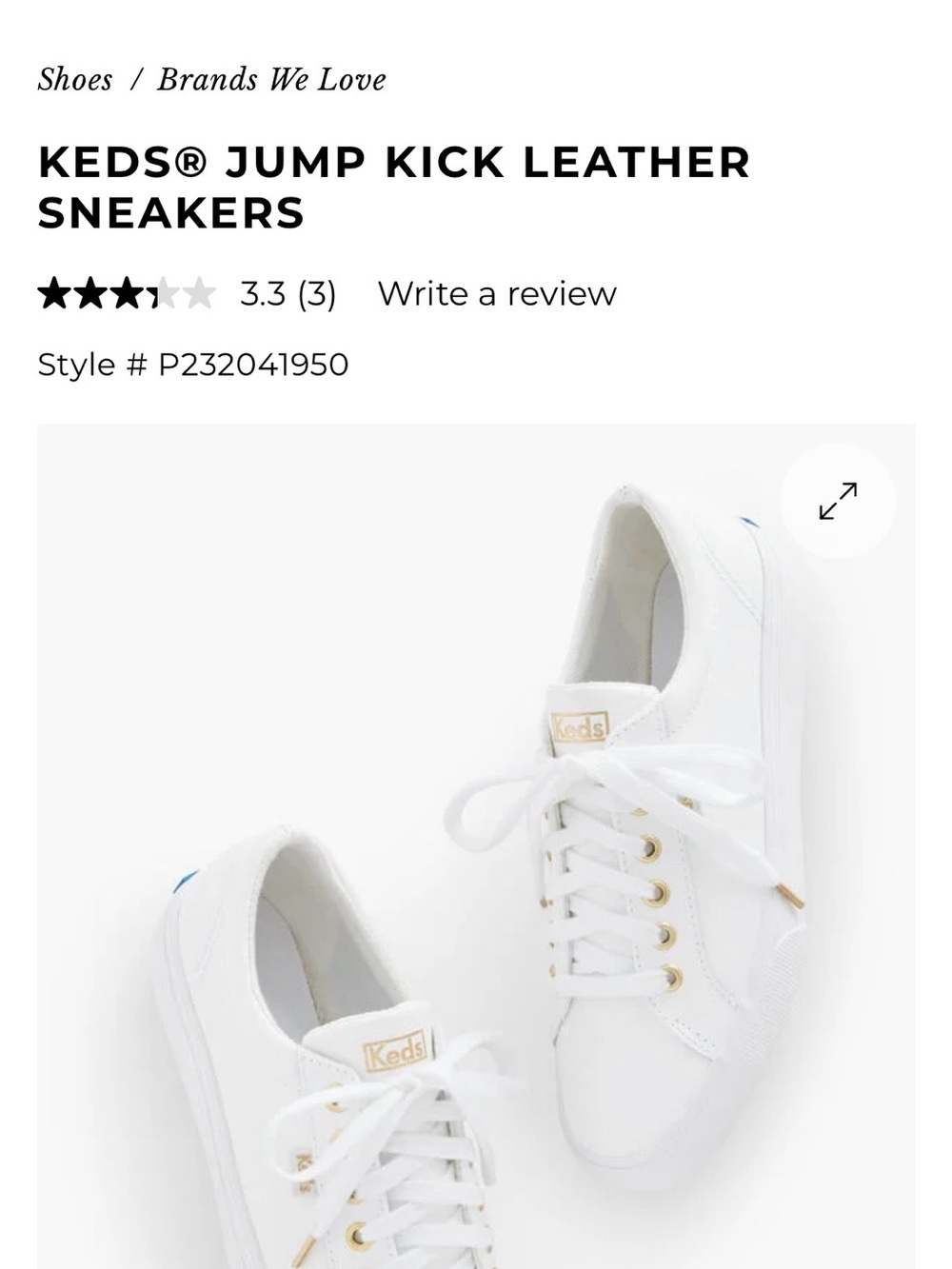 Keds White Leather Low-Top Sneakers with Gold Eyelets